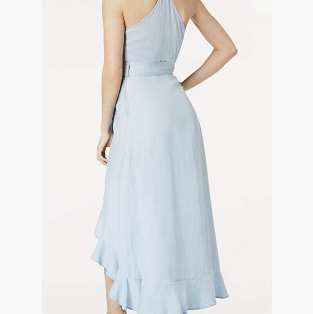 GUESS Women's Chambray Ruffled Maxi Wrap Dress size small